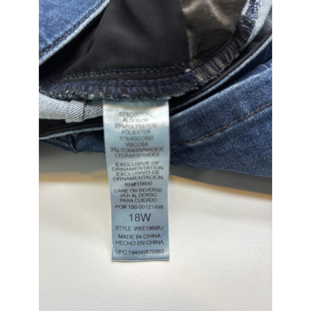 Democracy Jeans Womens Plus 18W Blue Straight Ab Solution Distressed High Rise - Picture 5 of 9